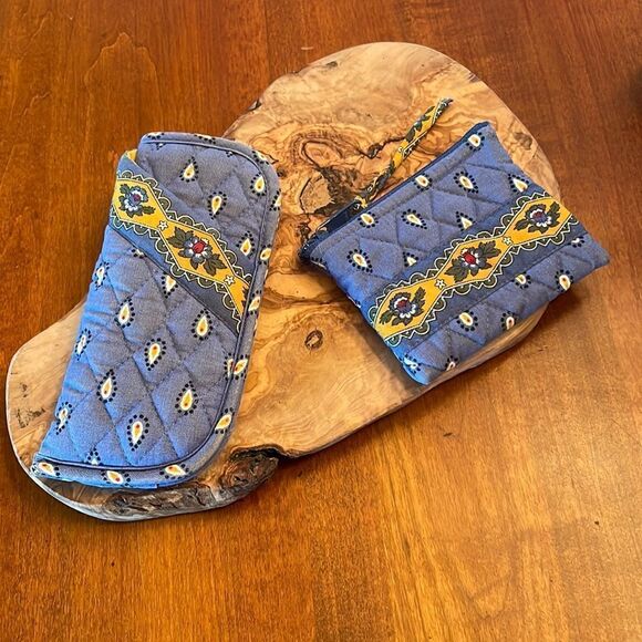 Vera Bradley French Blue Eyeglass Case and Zippered Wallet Bundle - Picture 1 of 11